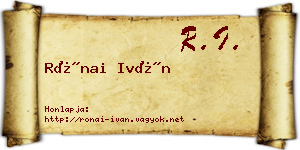 Rónai Iván névjegykártya